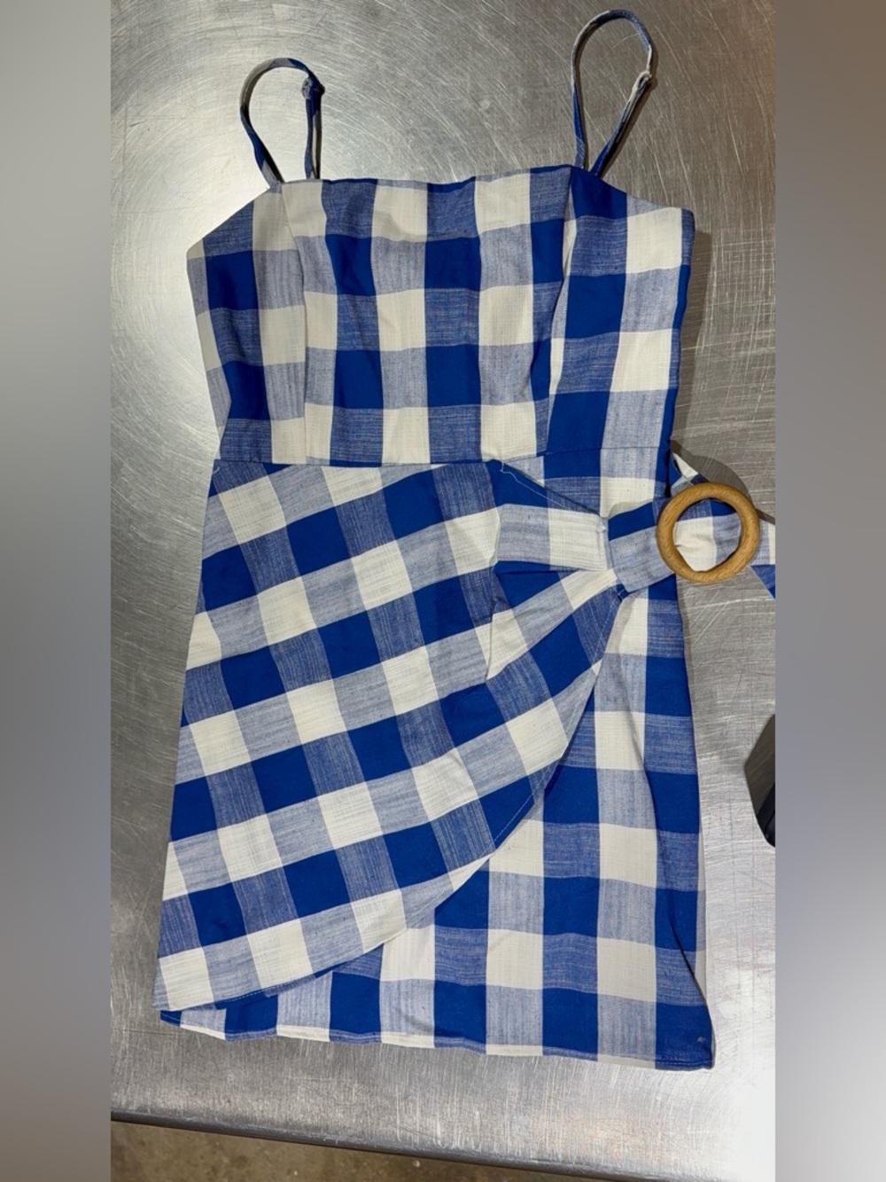 Altar'd State Blue and White Gingham Mini Dress